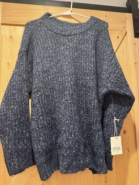 ANA New York Blue Marled Knit Sweater